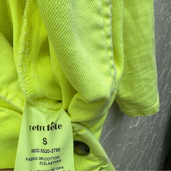 RETROFETE Willa Denim Jean Mini Dress Size Small Stretchy Button Front - Picture 7 of 10